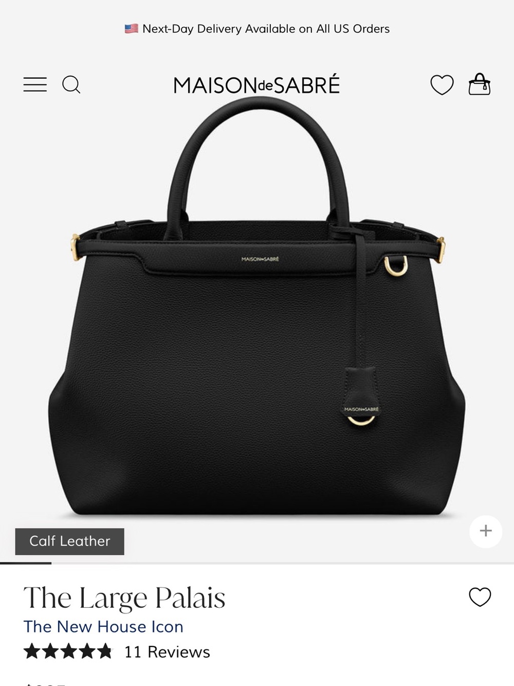 Maison Sabre The Large Palais Black Caviar Leather NWT
